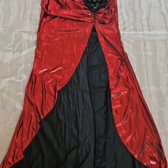 Halloween Metallic Twisted Front Spaghetti Straps Maxi Dress Small RubyRed - Picture 10 of 16